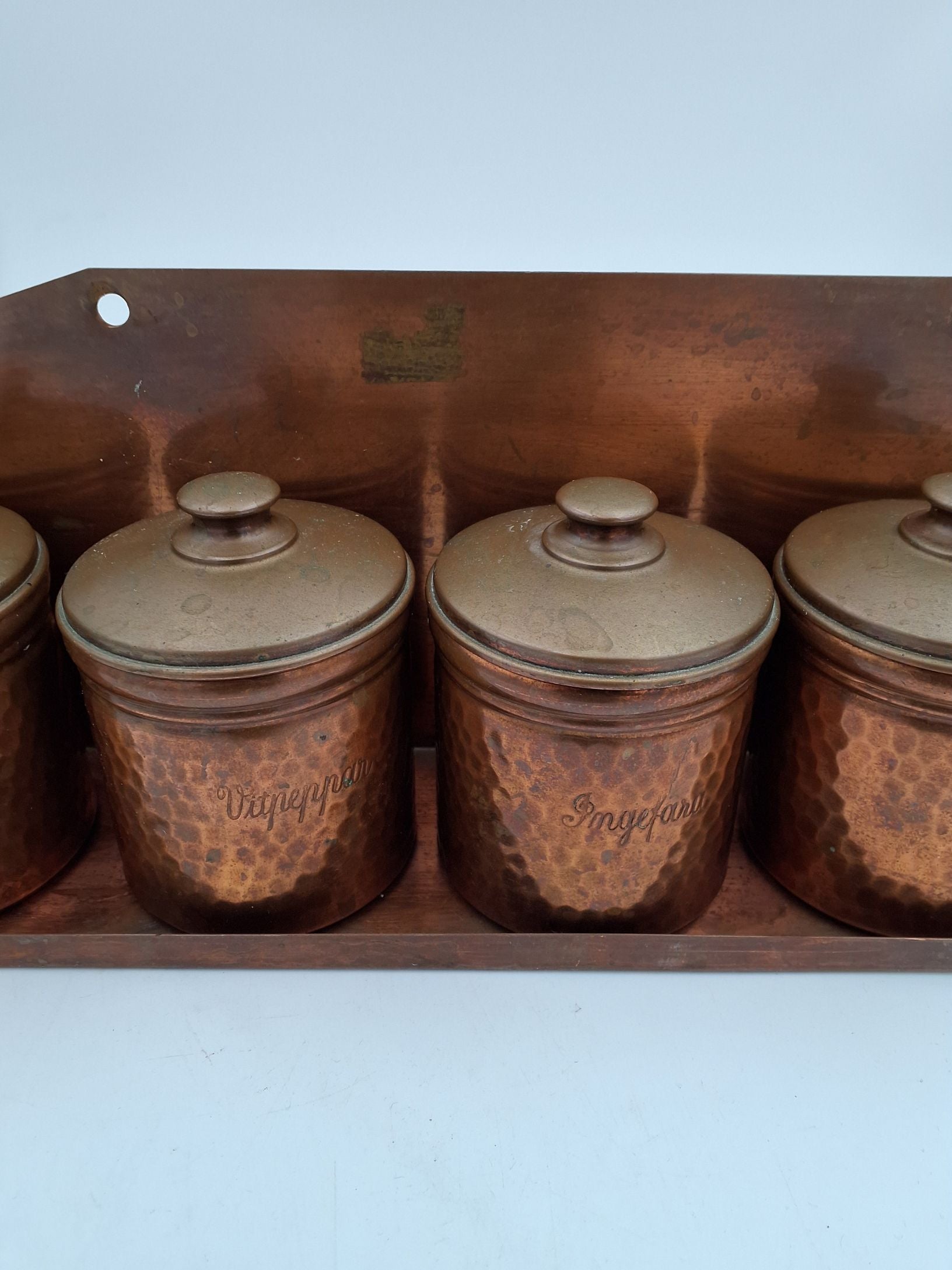 7 Krydderikrukker i kobber