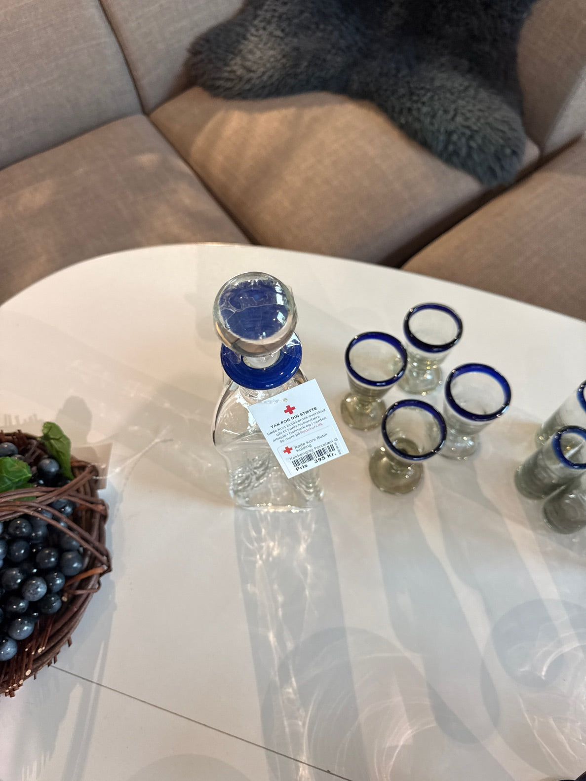 Glasflaske m. Blå detalje