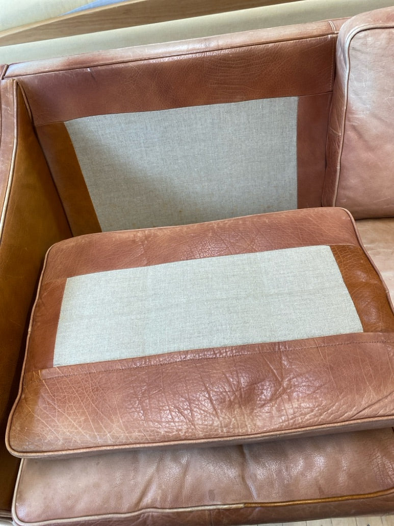 2-personers lædersofa i cognac med flot patina