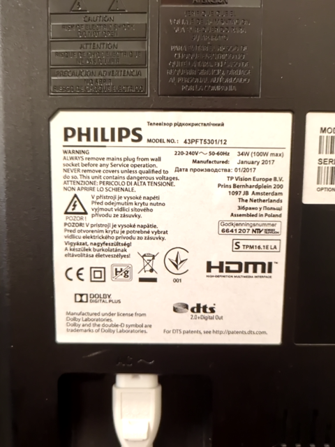 Philips 43" farve TV med fjernbetjening