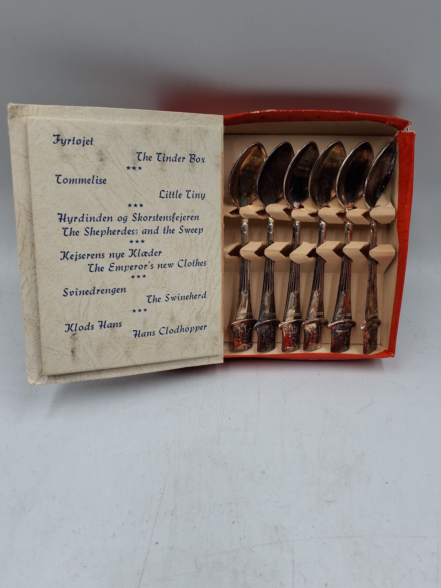 Vintage pletsølv skeer m. Motiv fra H.C. Andersen