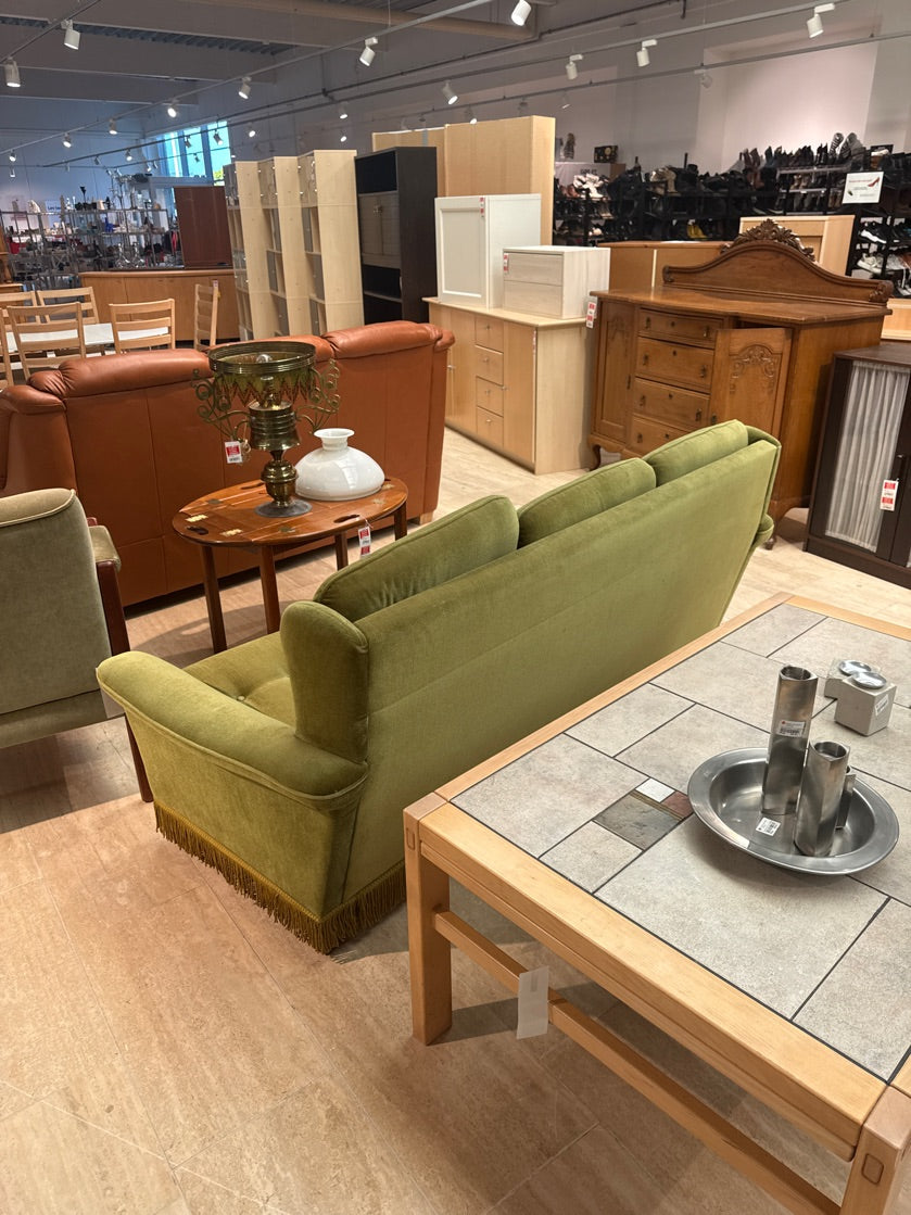 Sofa 3 Pers. I grøn velour