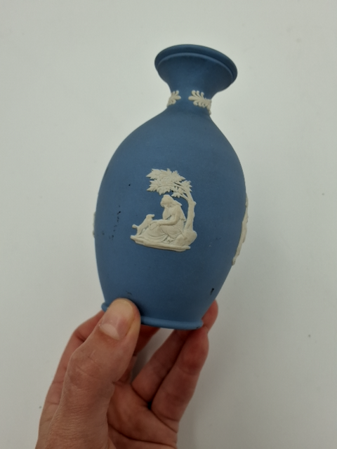 Vintage blue wedgewood bud vase
