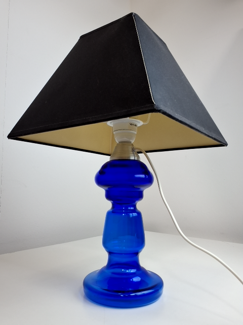 Blå lampe af glas