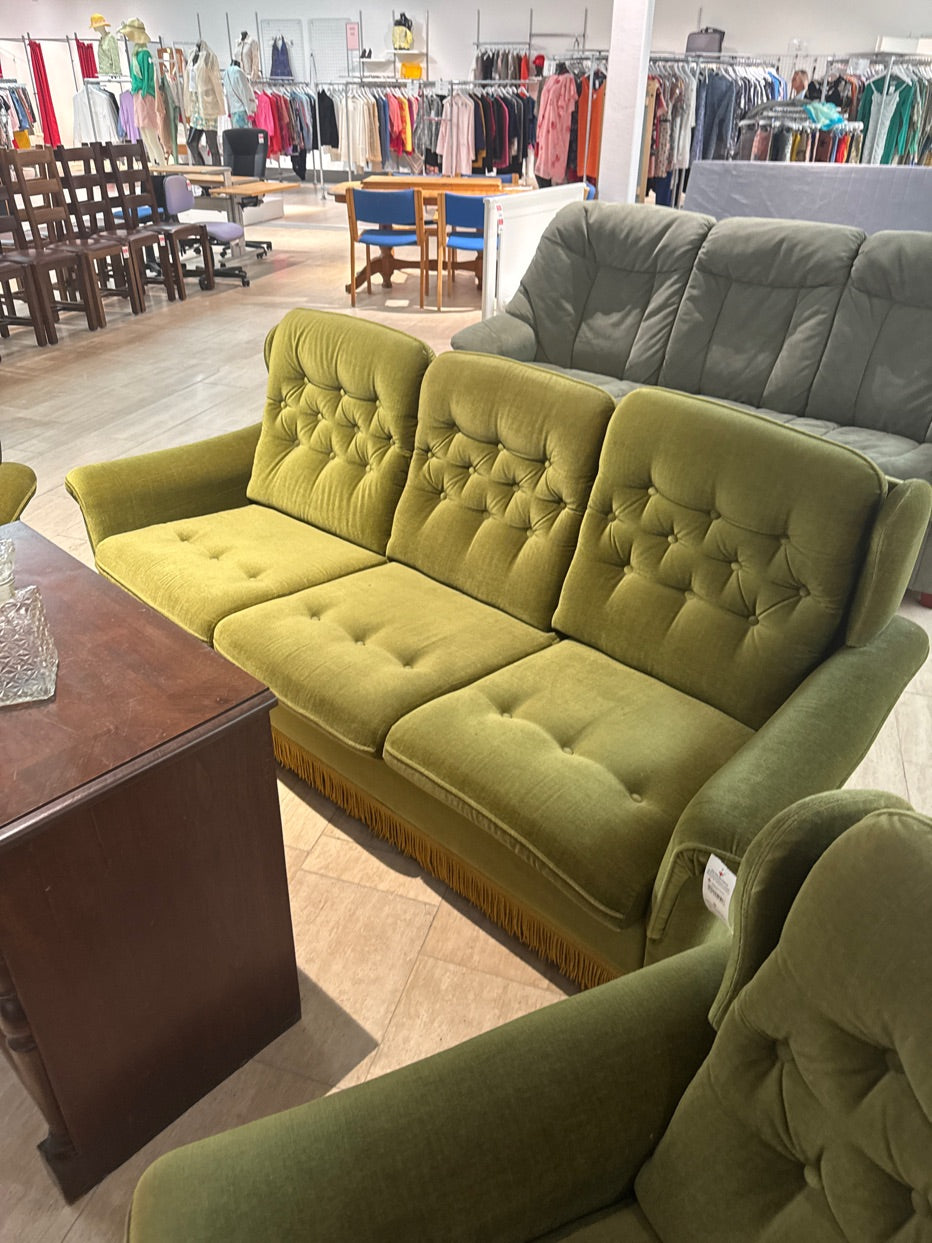 Sofa 3 Pers. I grøn velour