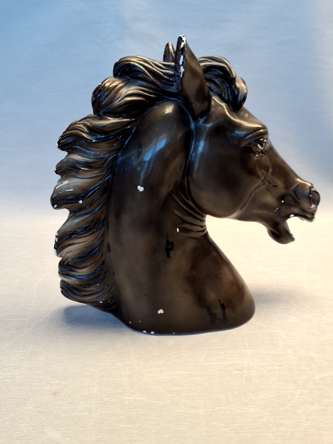 Glaseret Gibsfigur med Patina Hest