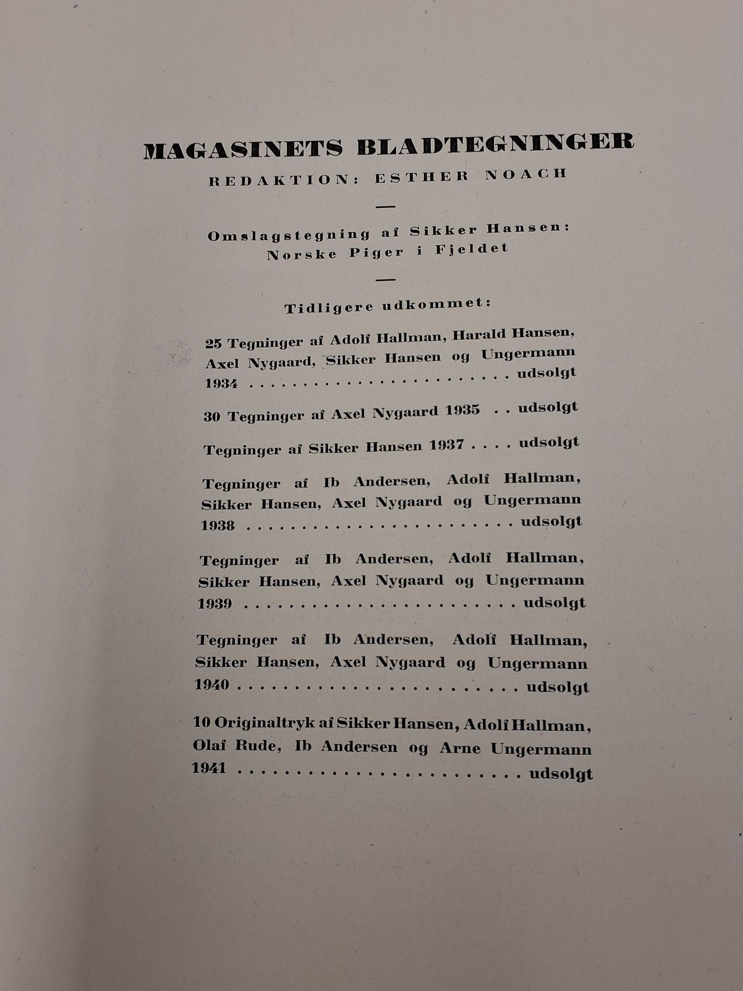 Kunsttryk Tegninger 1941