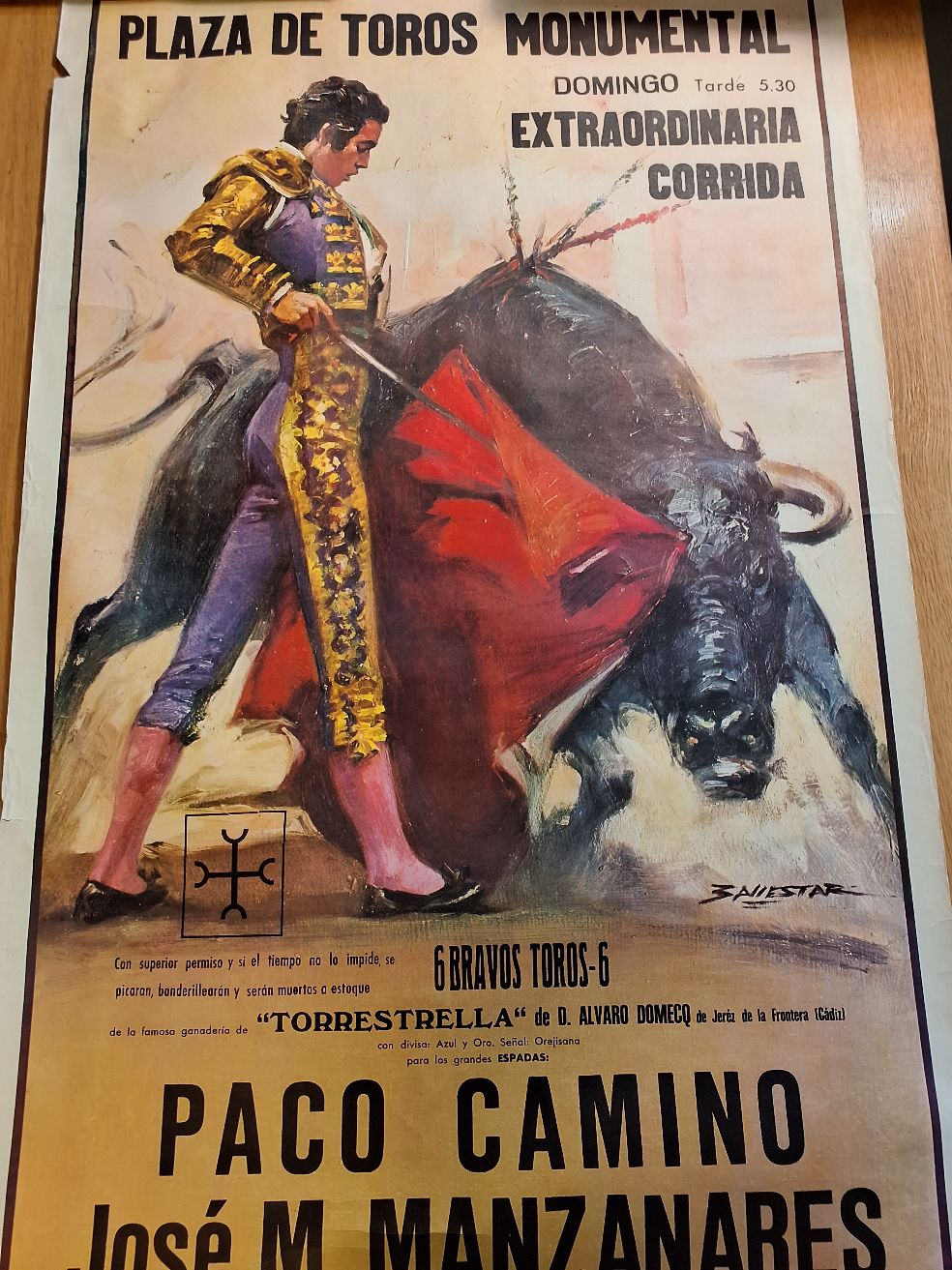 Vintage original tyrefægtning plakat