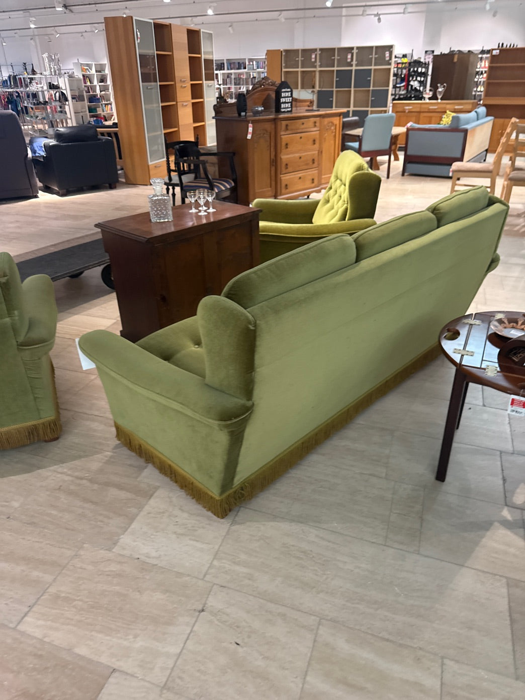 Sofa 3 Pers. I grøn velour