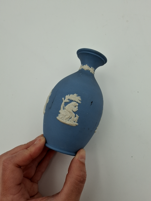 Vintage blue wedgewood bud vase