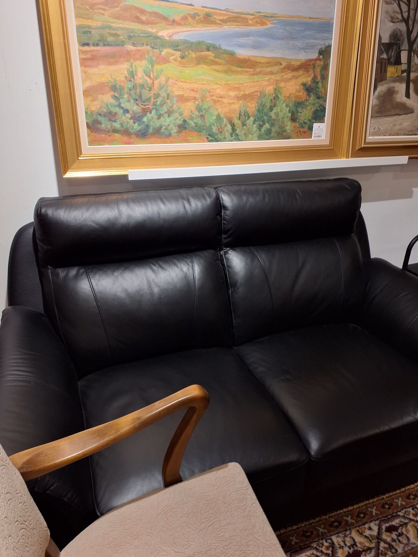 (4207)Sort lædersofa
