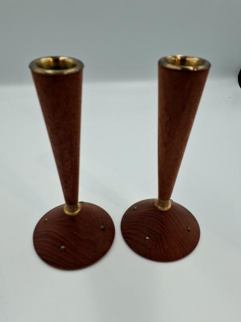 2 stk Reto teak lysestager