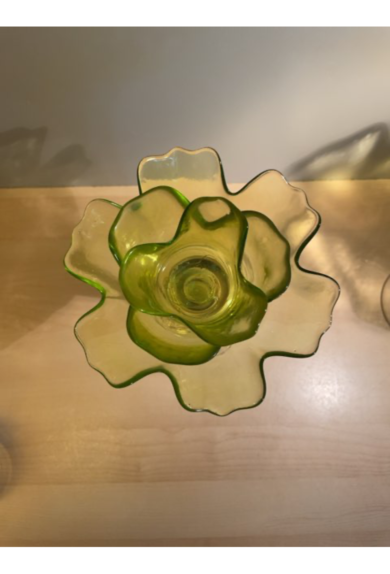 Tjekkisk Glasblomst lysestage