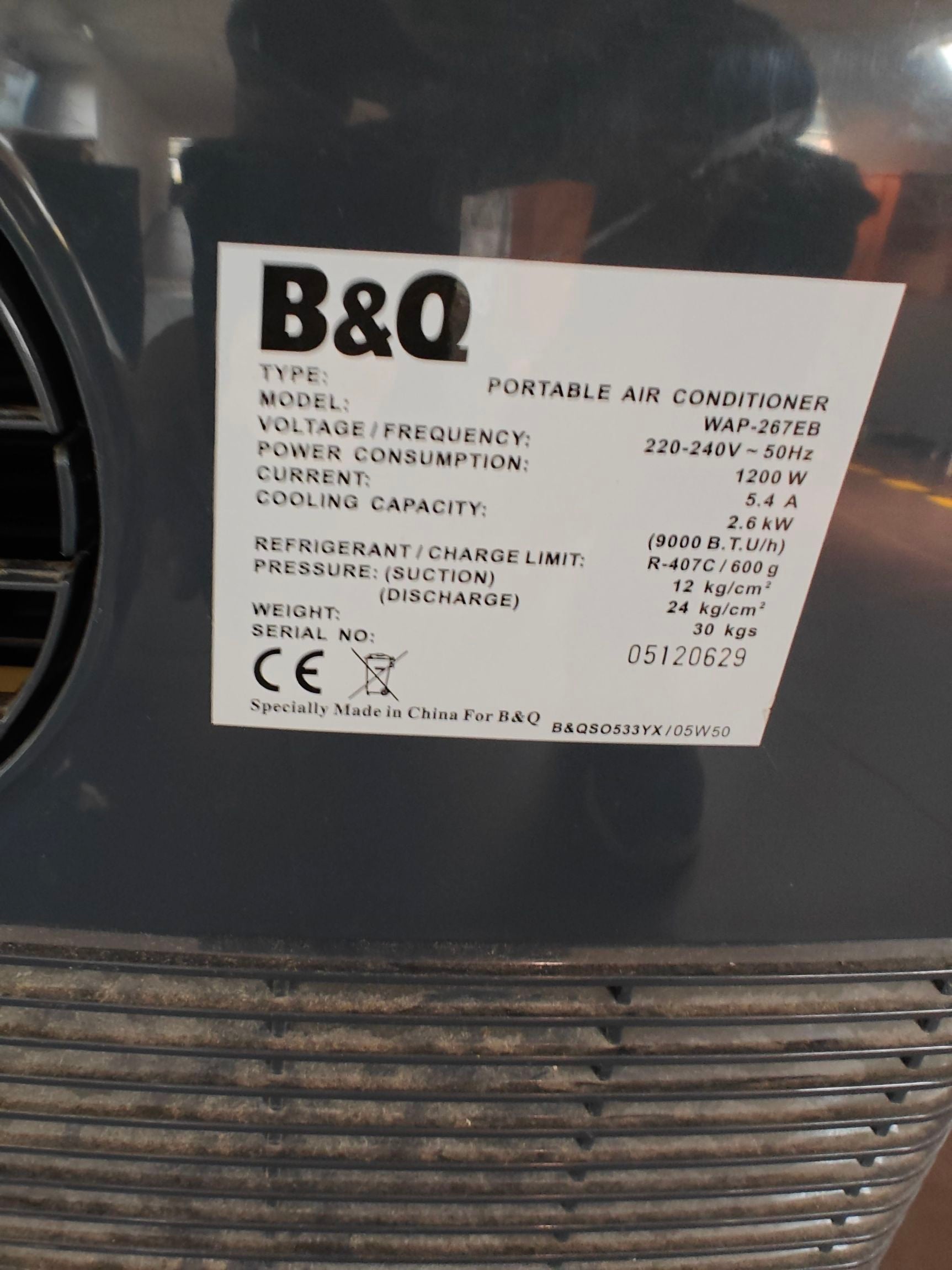B&Q portable air conditioner