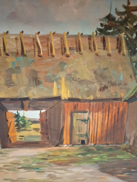 Maleri: Stråtækt gård