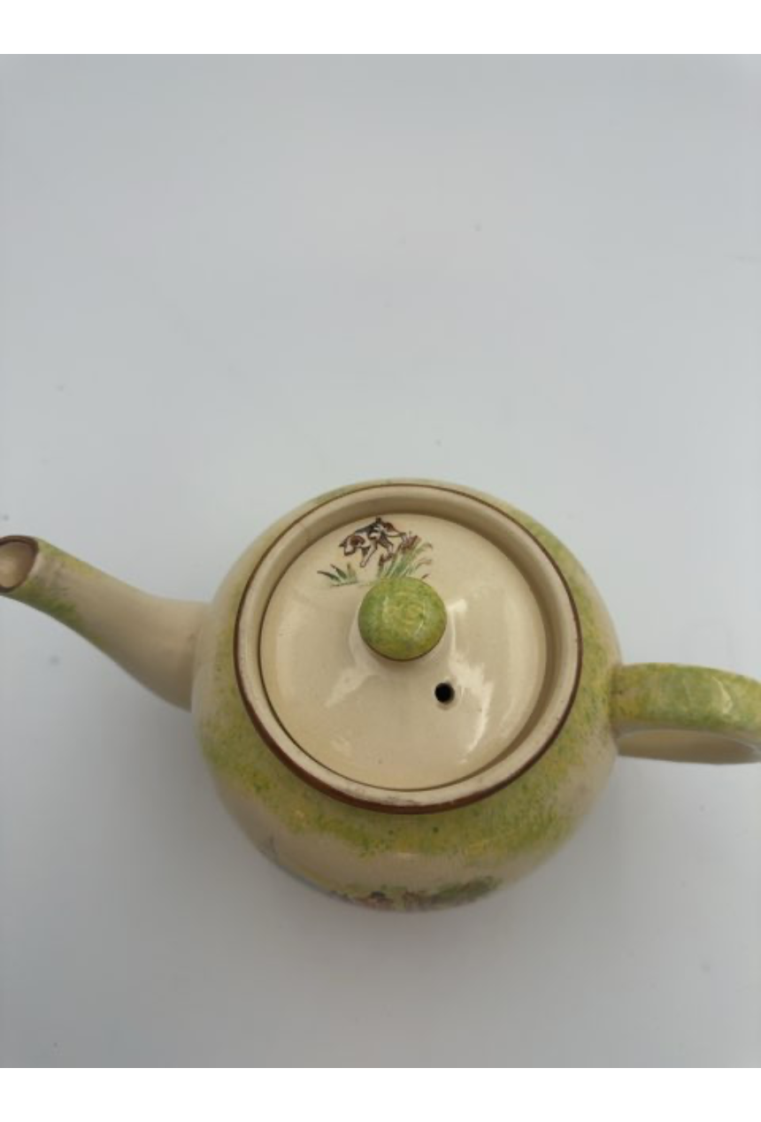Price bros. English fox hunting earthenware teapot
