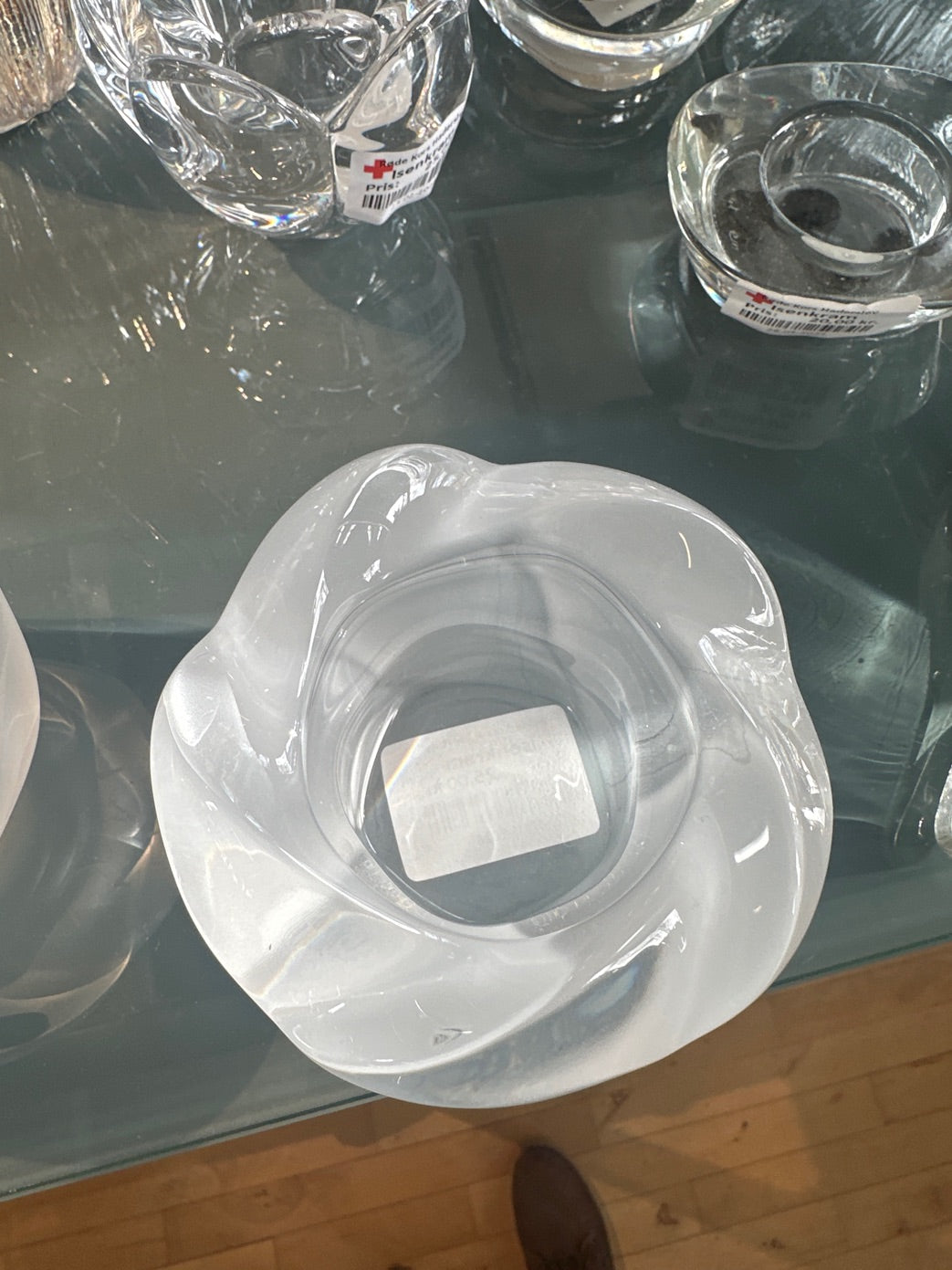 Late 20th Century Royal Copenhagen Frosted Crystal Votive Candle Holder