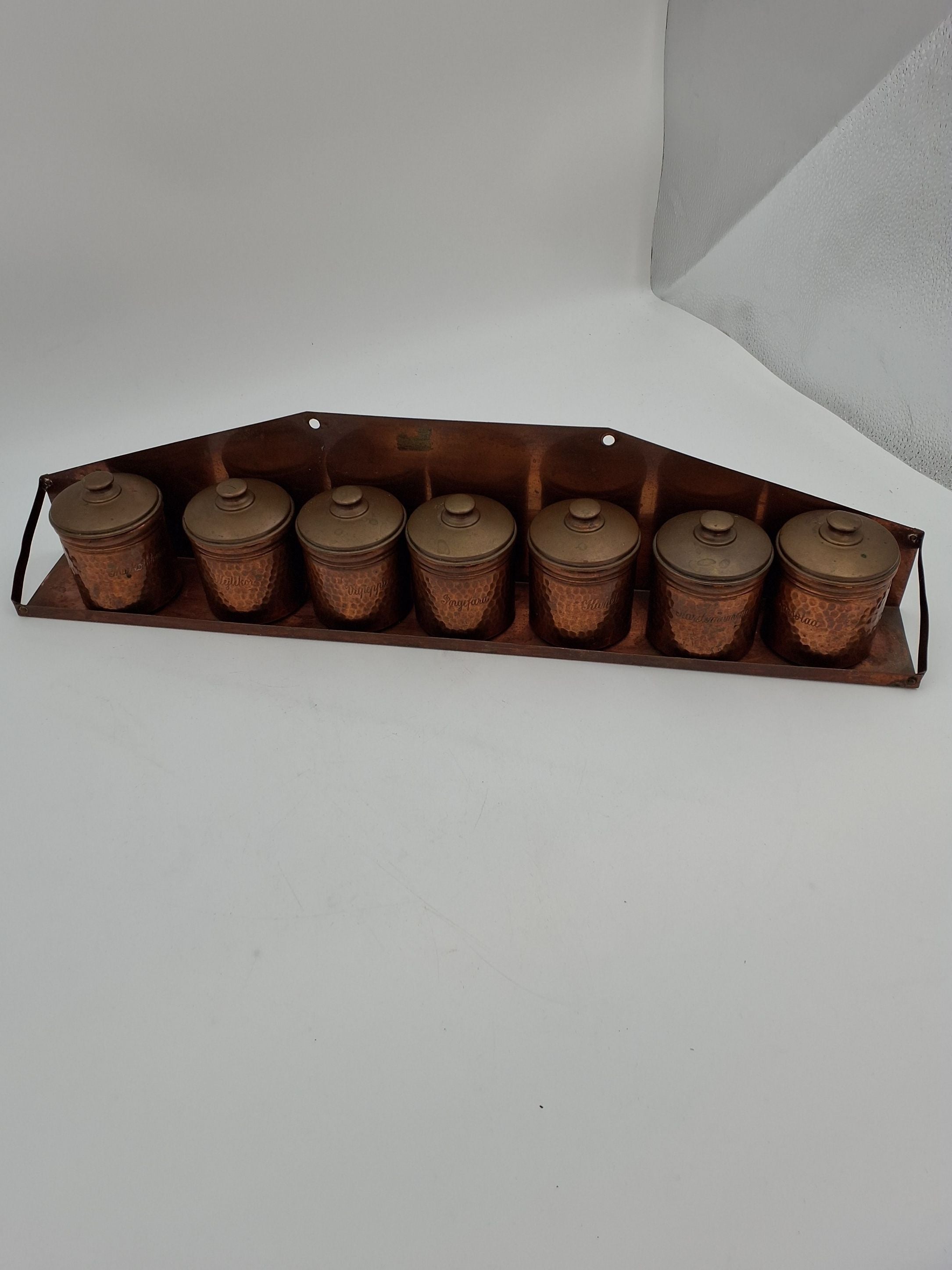 7 Krydderikrukker i kobber