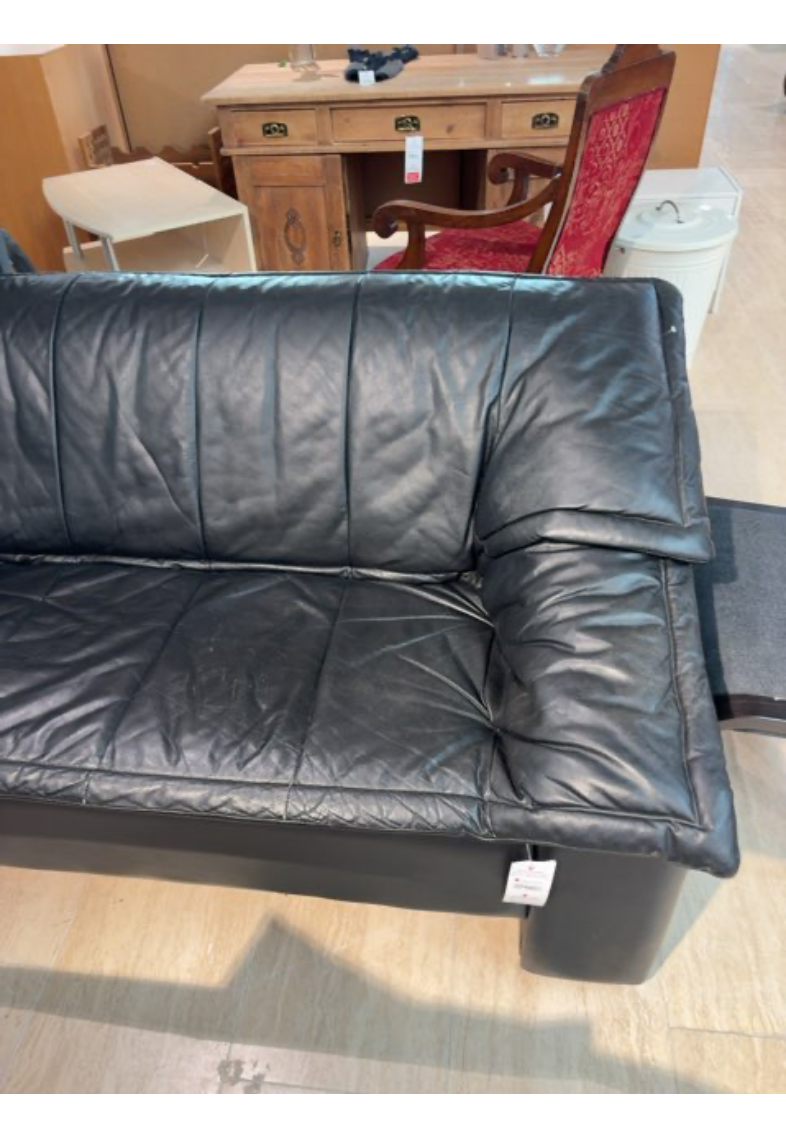 Lille sort lædersofa