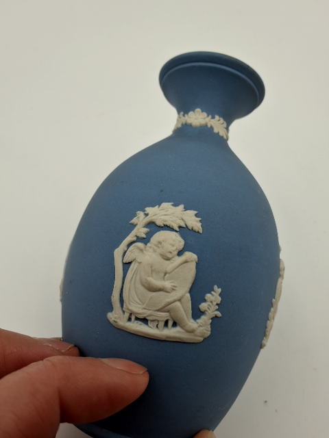 Vintage blue wedgewood bud vase
