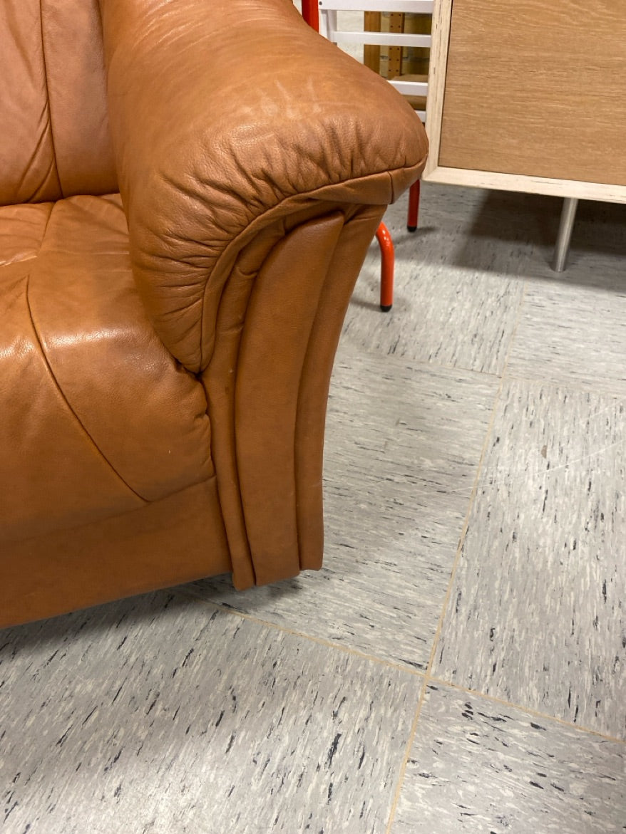 3-personers lædersofa cognacfarve