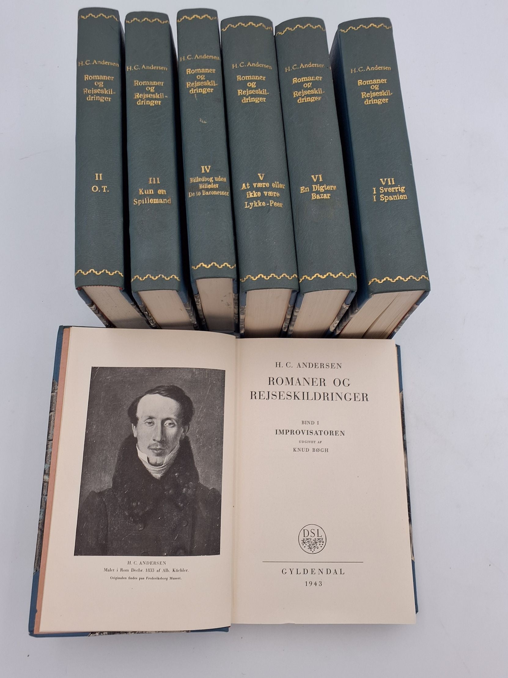 H C Andersen Romaner og rejseskildringer, alle 7 bind.