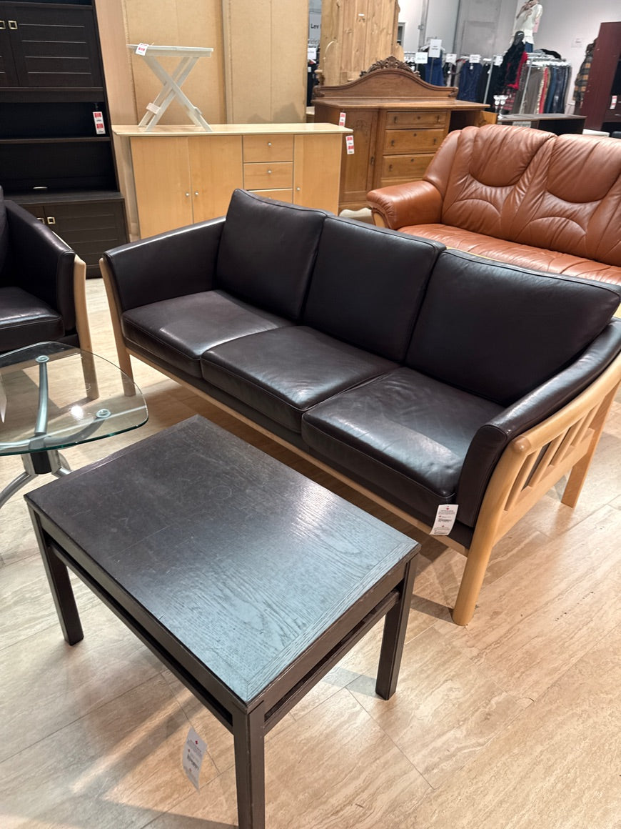 Lædersofa i brun 3 Pers.