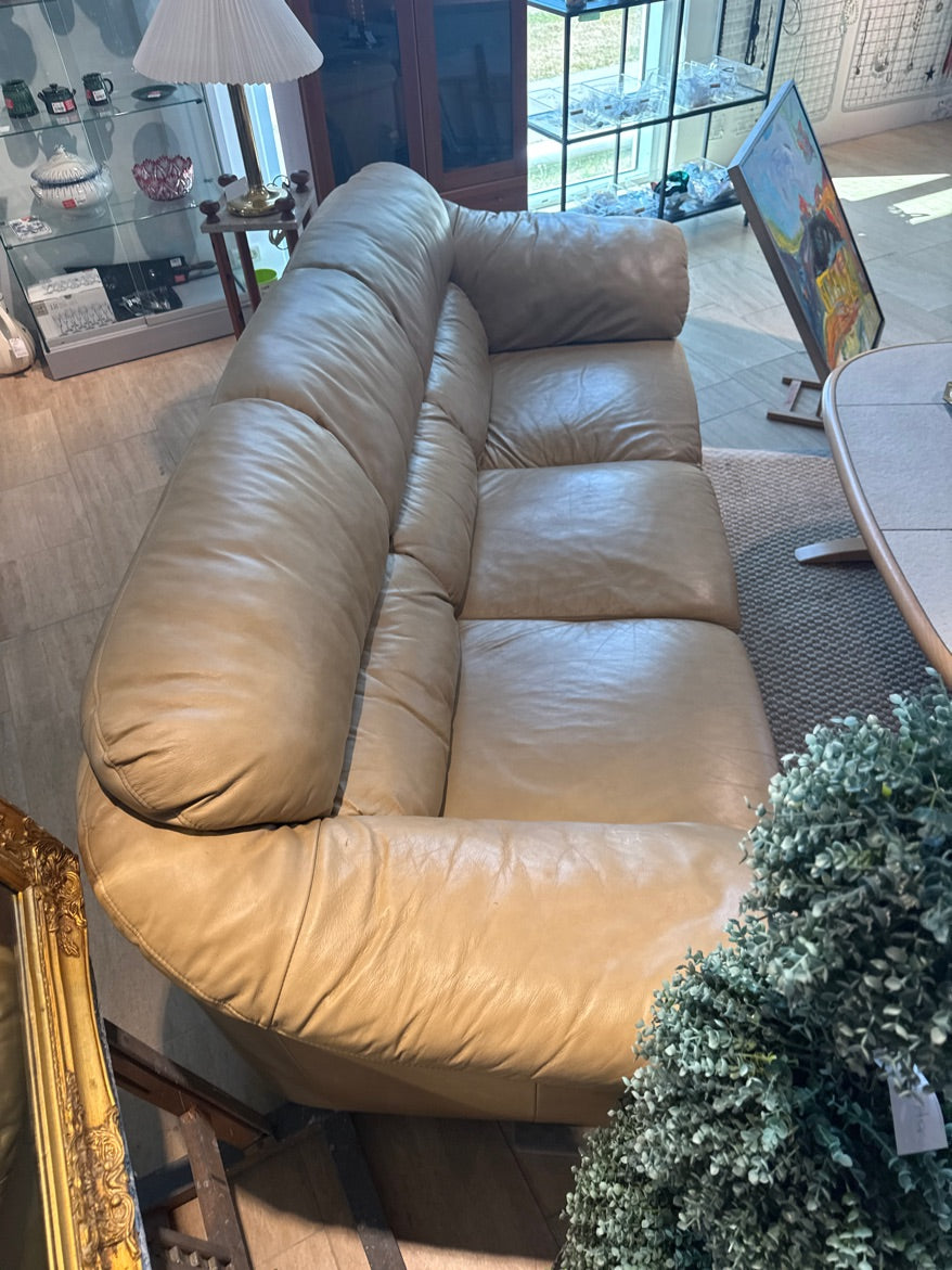 Lædersofa læder i beigh