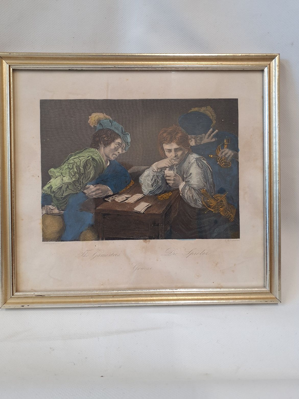 Ancienne litografi "Die Spieler"
