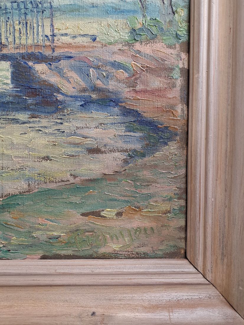 Maleri: Bro ved havet