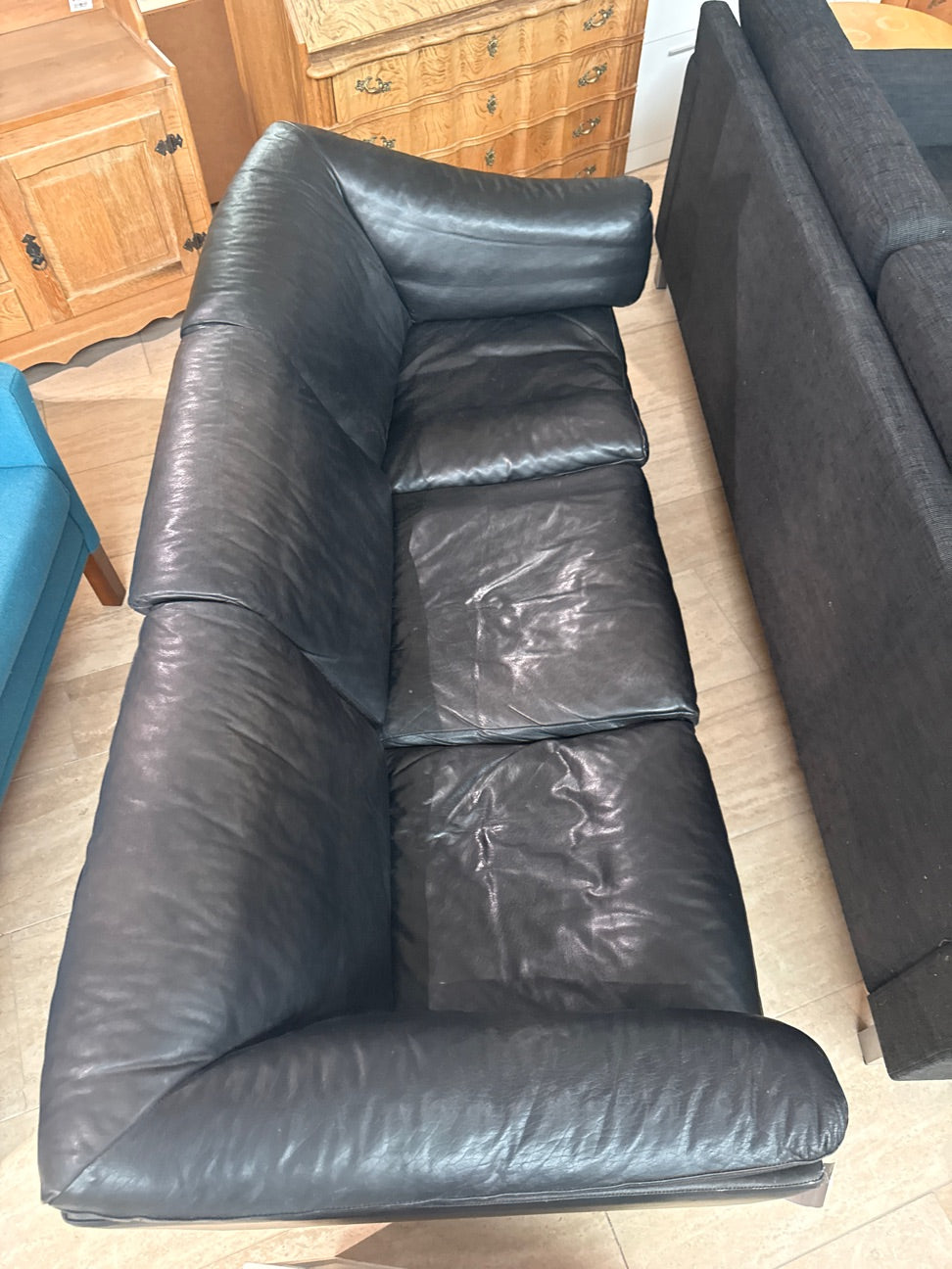 Sofa sort læder 3 Pers.