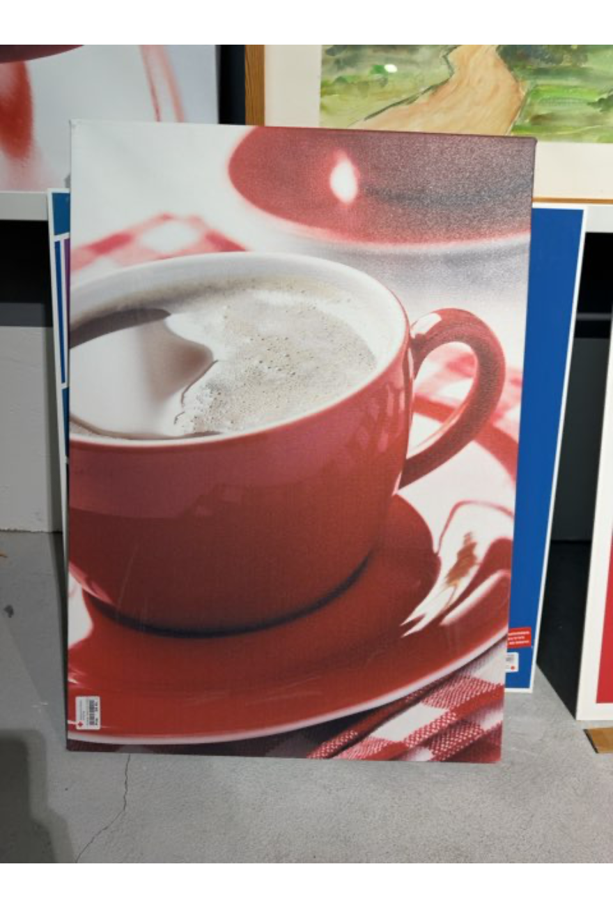 Maleri af kaffekop rød