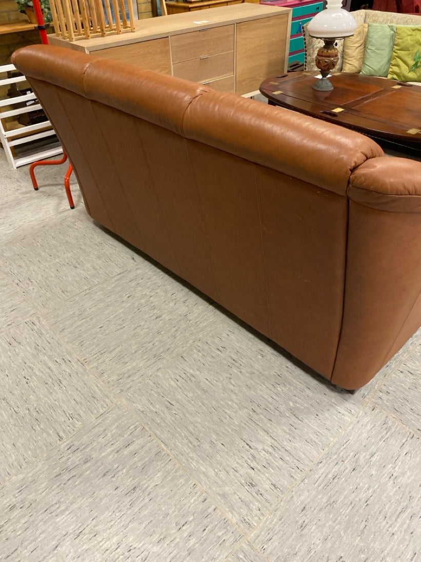 3-personers lædersofa cognacfarve