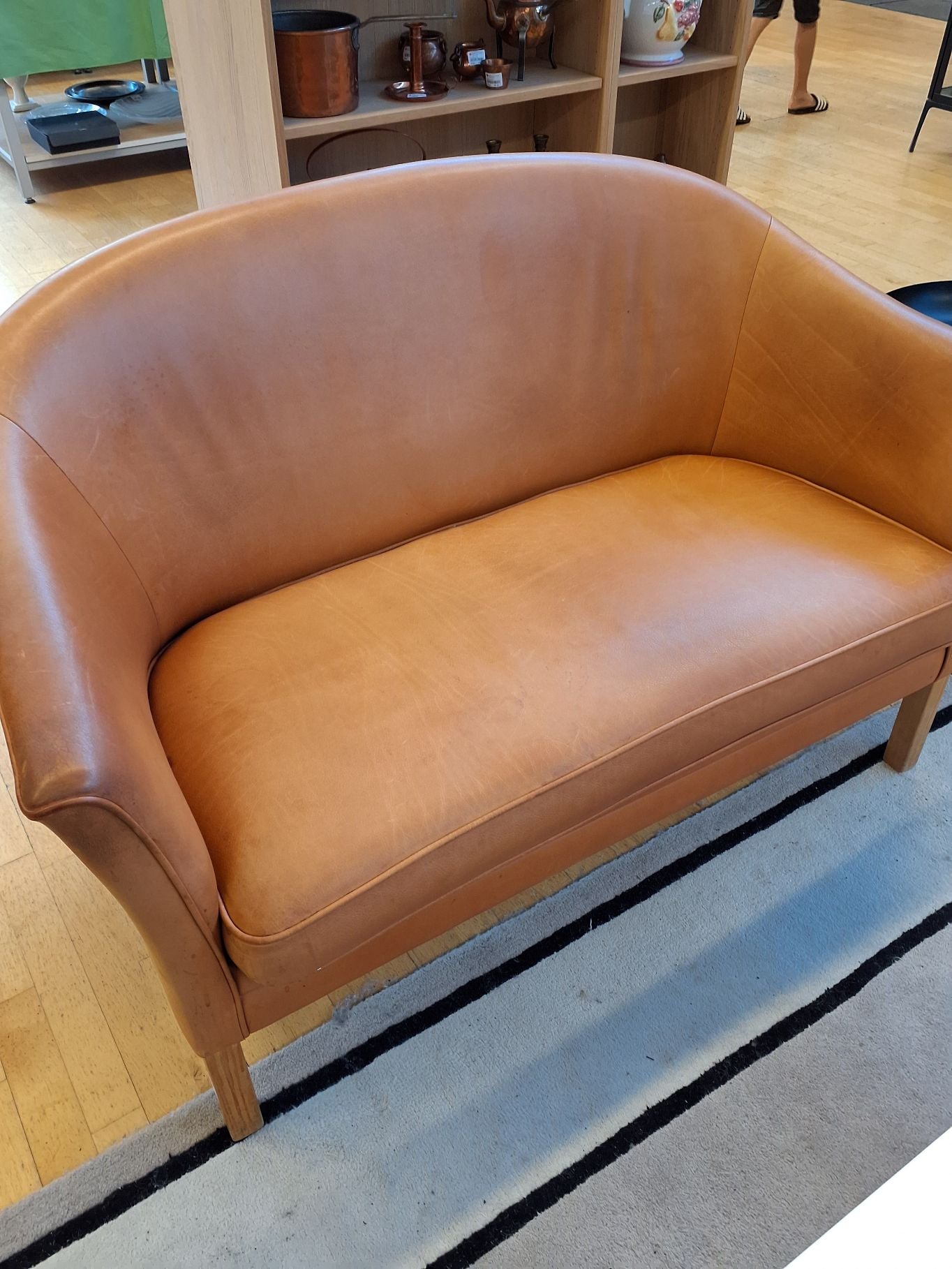 Cognac farvet læder sofa