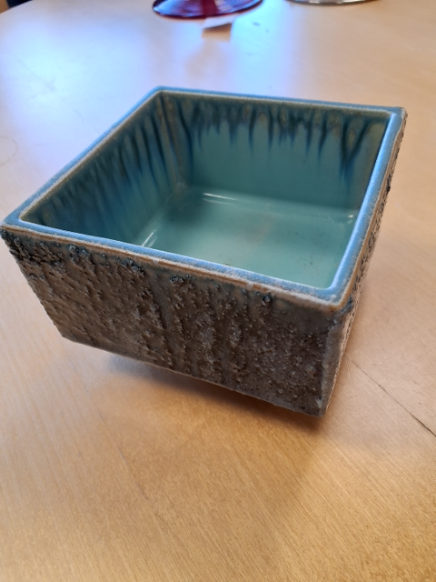 Keramik skål, blå/grøn