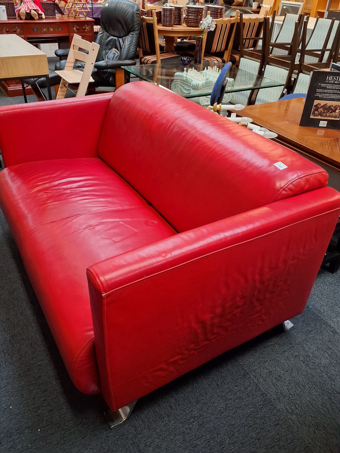 Rød lædersofa