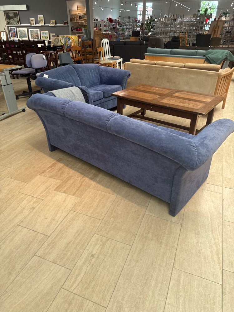 Sofa 3 Pers. I blå alcantara stof