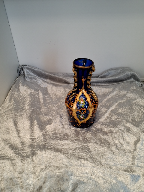 Bohemian glas vase, blå