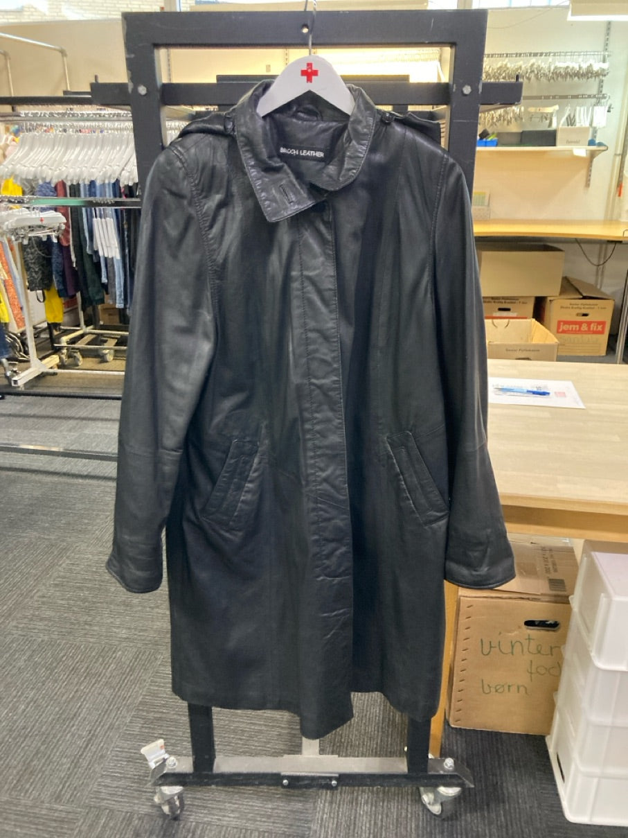 Broch Leather lang jakke