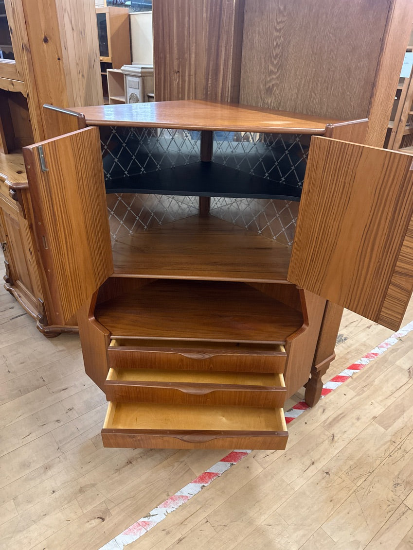 Teak hjørne barskab