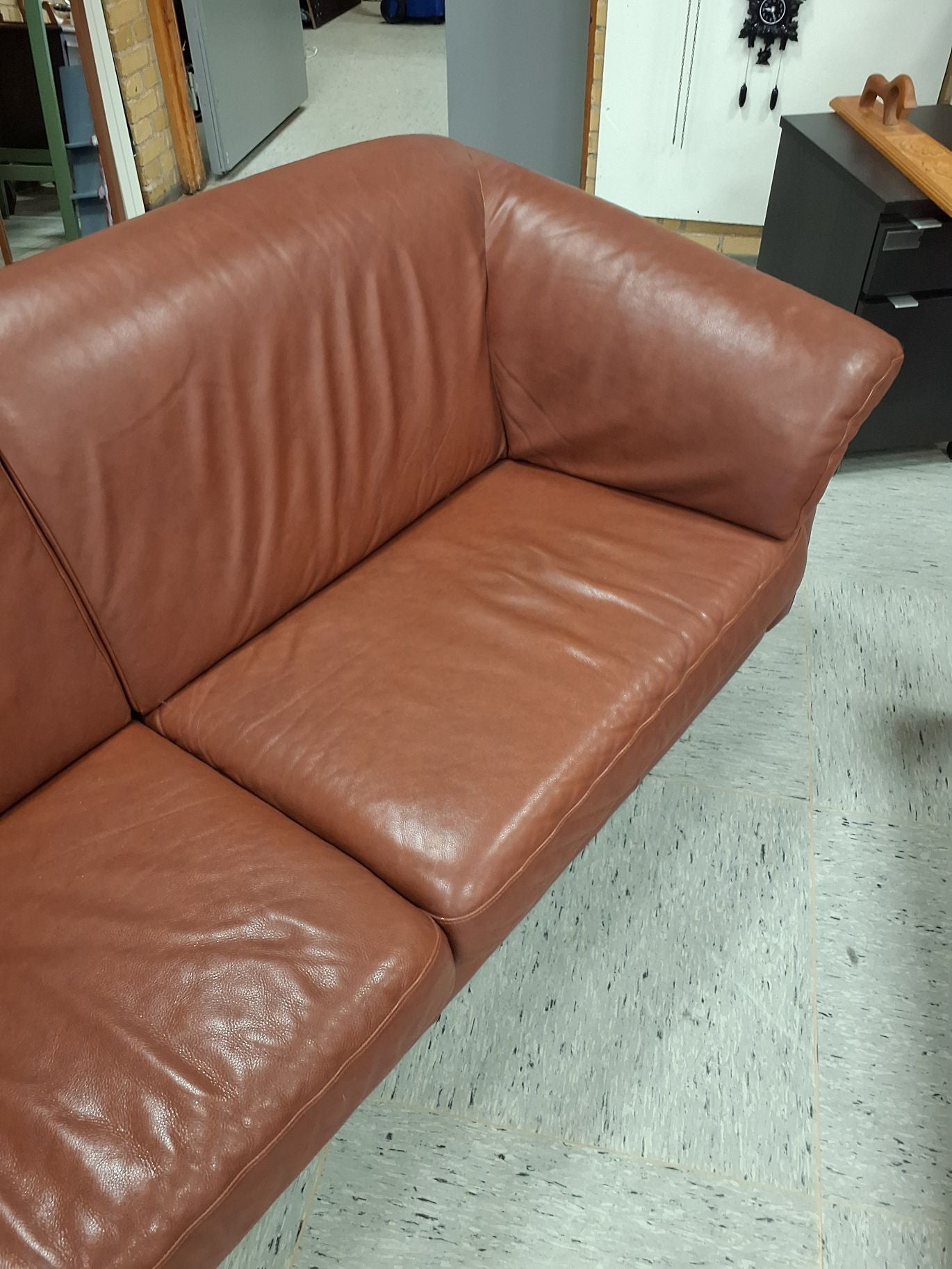 Cognacfarvet 3 ps sofa