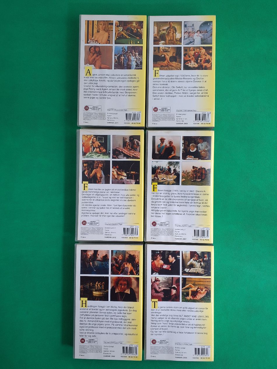 6 stk VHS sengekantsfilm