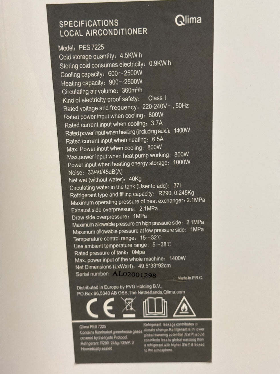 Aircondition Qlima PES 7225