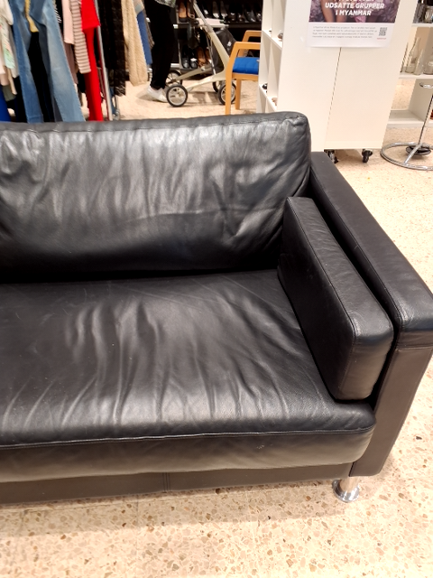 Lædersofa sort