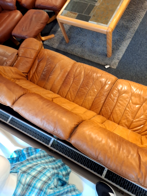 Brun lædersofa