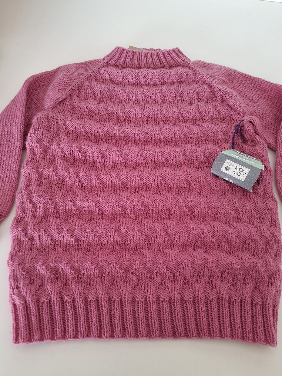 Pink håndlavet uldbluse
