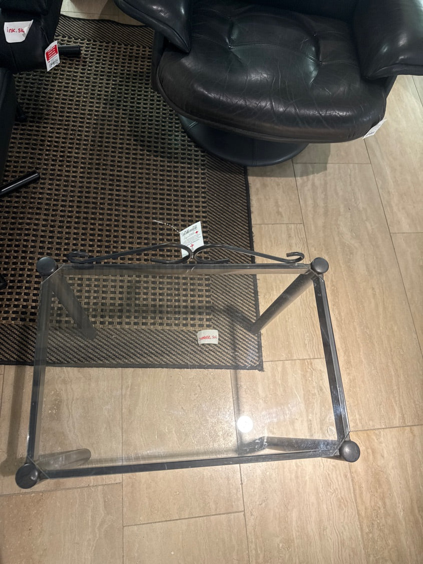 Glasbord m. Sort metalstel