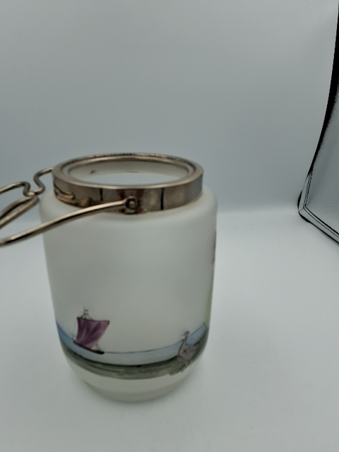 Håndmalet glas krukke
