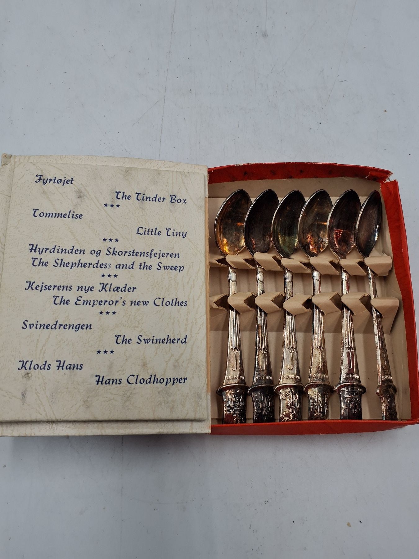 Vintage pletsølv skeer m. Motiv fra H.C. Andersen