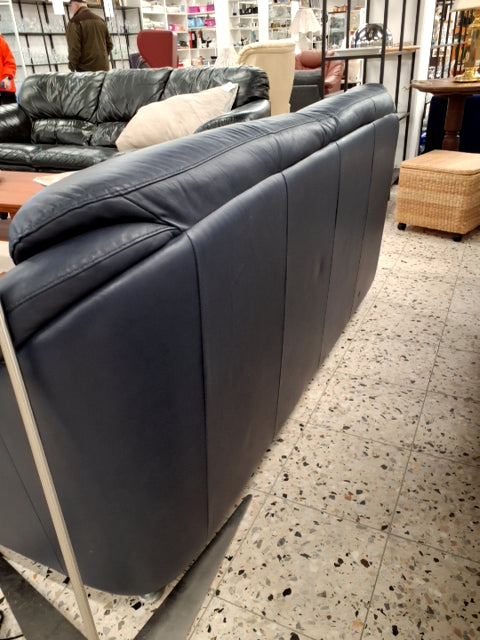 Mørkeblå to-personers lædersofa